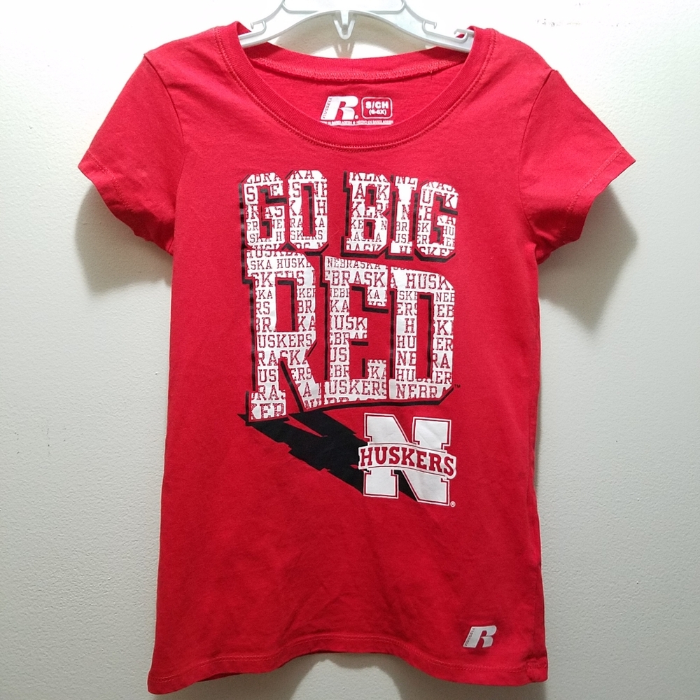 Nebraska Cornhuskers Russell Athletic Kids Red Huskers Shirt Small Girls